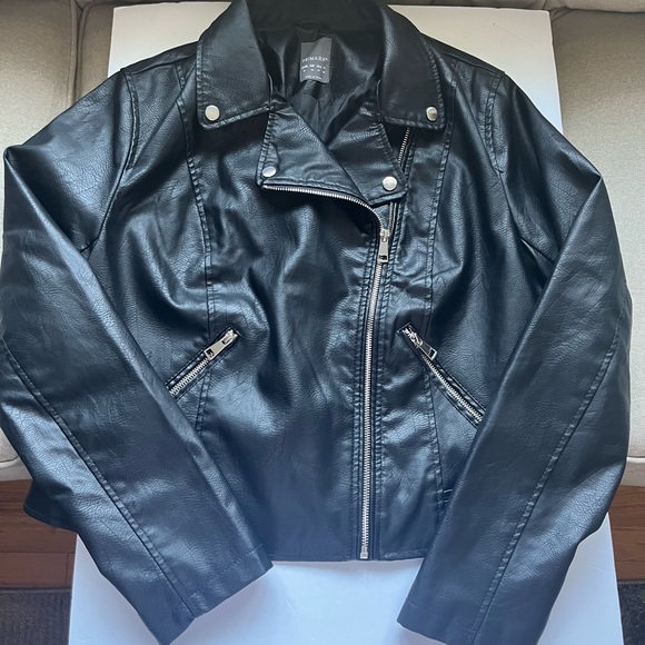 Primark Jackets & Blazers - Primark, Asymmetrical Woman’s Black Moto Jacket w/silver buttons on collar NWOT